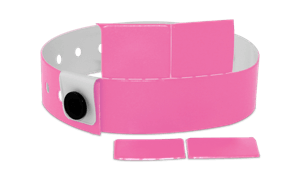 4-Tab Vinyl wristbands 19 mm day glow pink