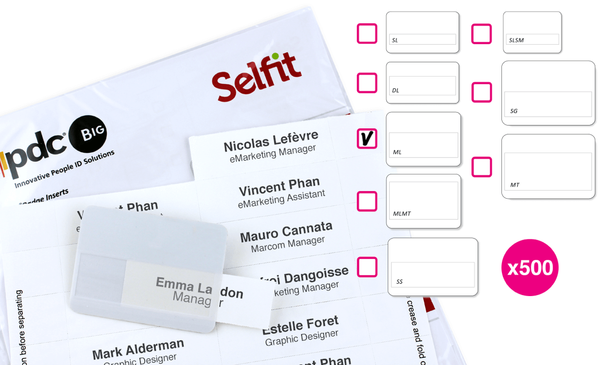 Multiline Selfit® Inserts, 75 x 24 mm, White, 500 inserts