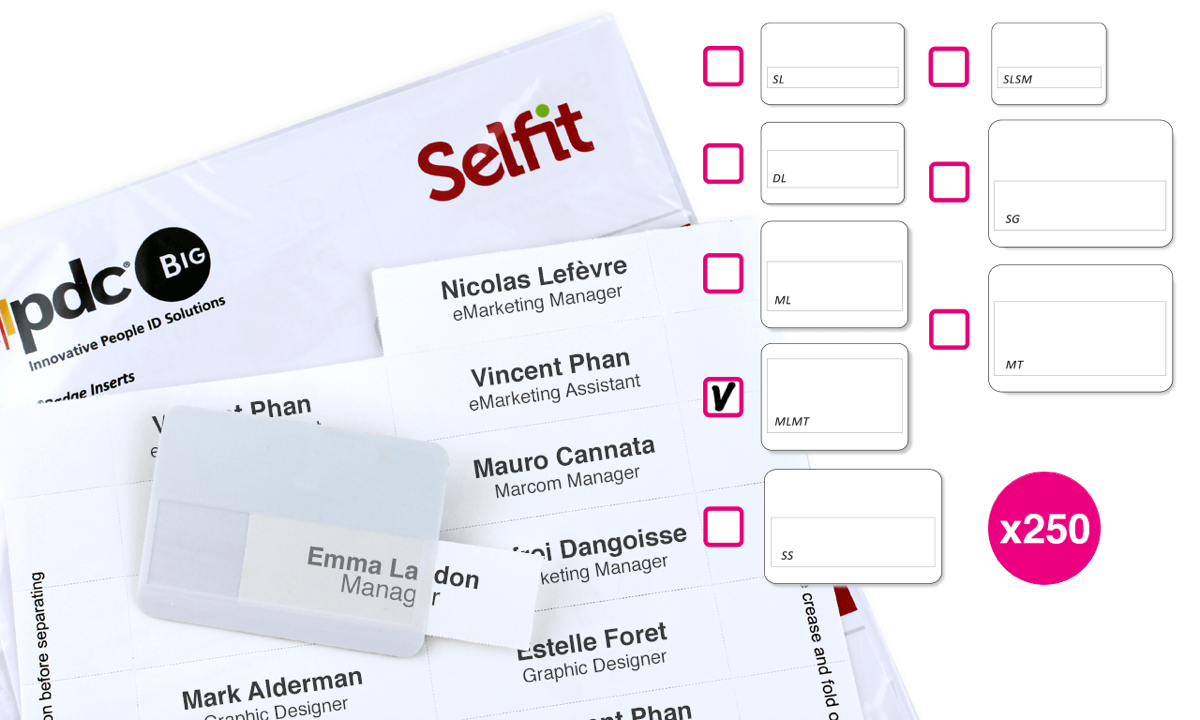 Multimega Selfit® Inserts, 75 x 36 mm, White, 250 inserts
