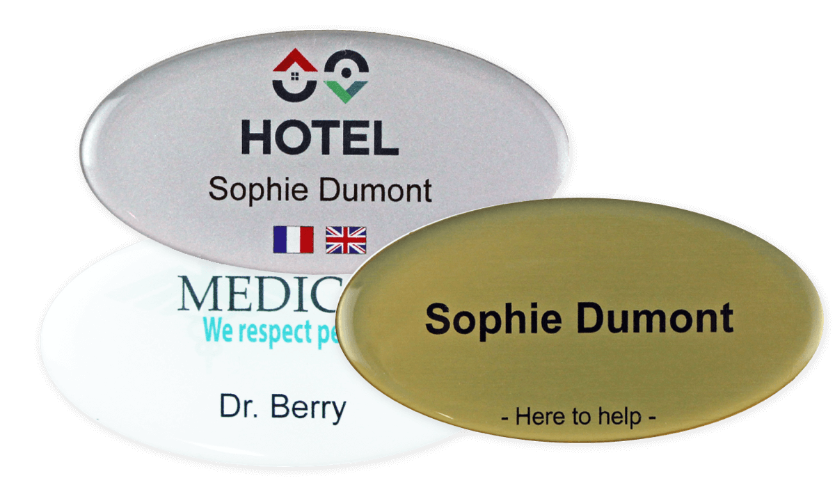 Premium Impress Name Badge, 75 X 38 mm - Oval
