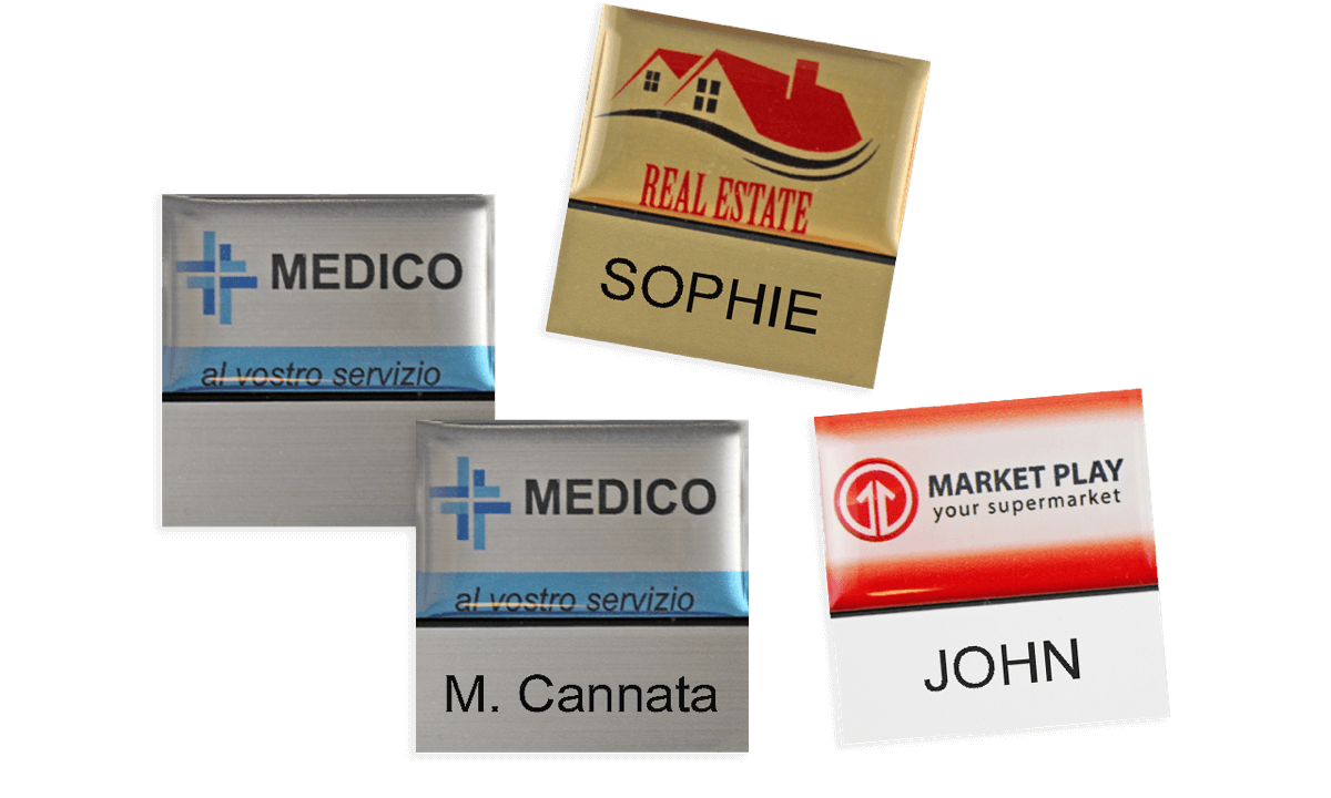 Premium Reusable Name Badge, 32 X 32 mm, 12 mm sticky label