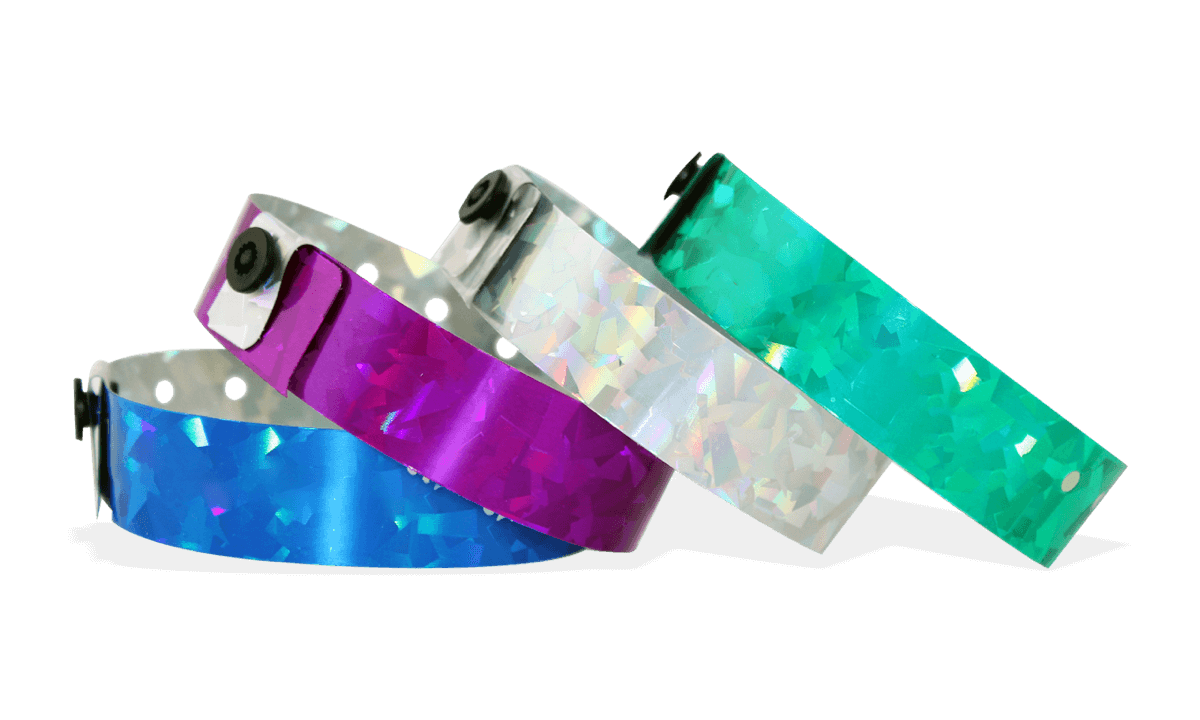 Holographic wristbands 19 mm confetti