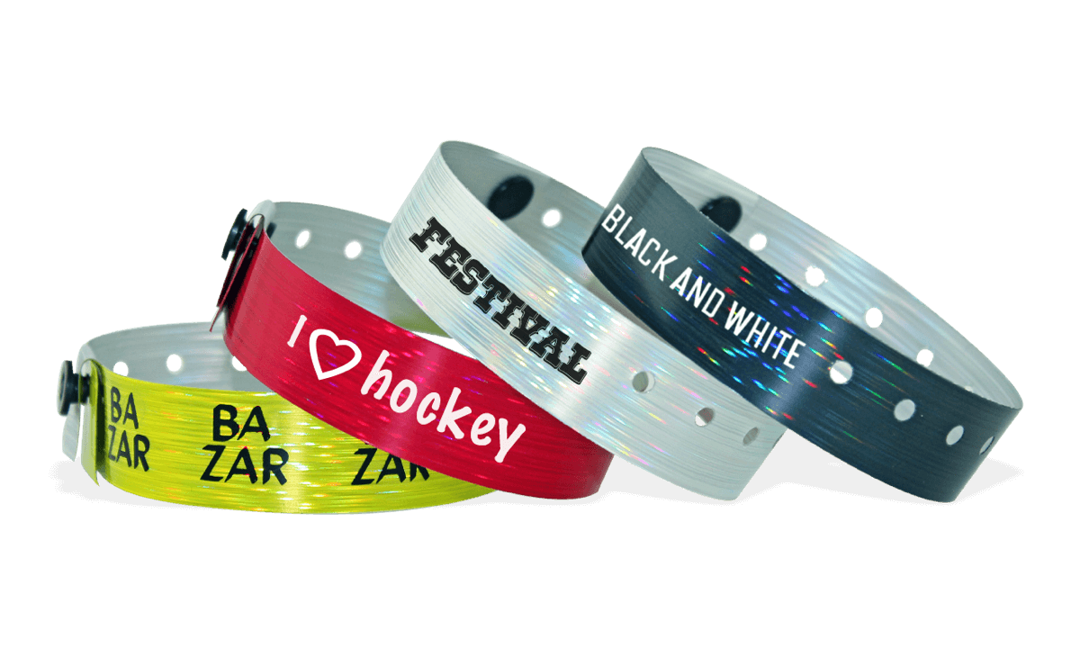 Custom Holographic wristbands 19 mm rain