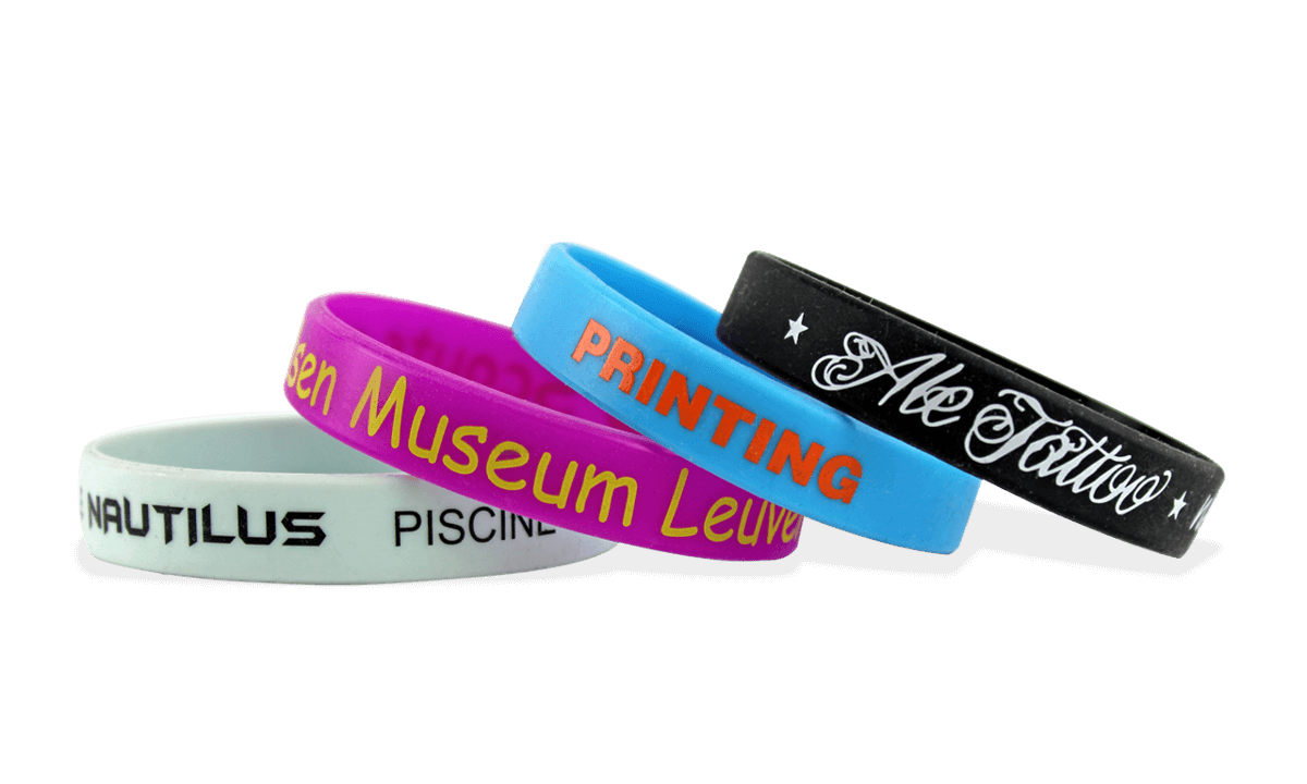 Custom Silicone Wristbands, Medium Size, 1-Colour Printed