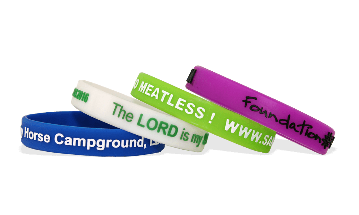 Custom Silicone Wristbands, Small Size, Printed Embossed