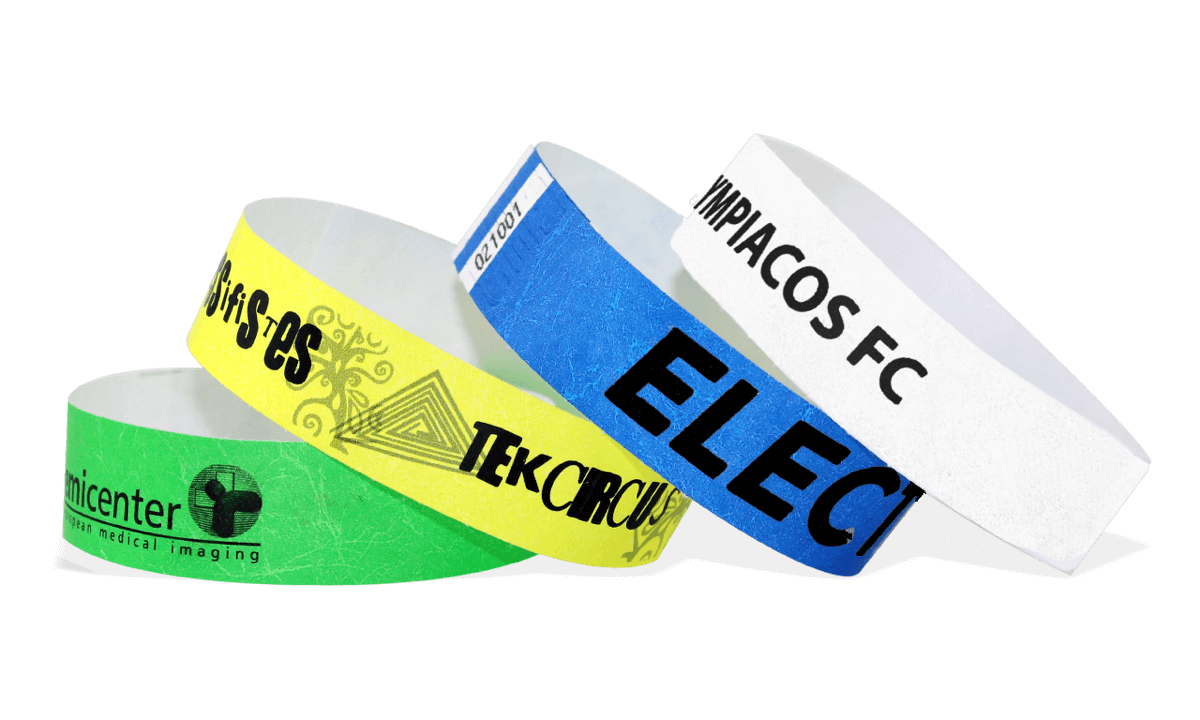 Black Print Tyvek wristbands 19 mm
