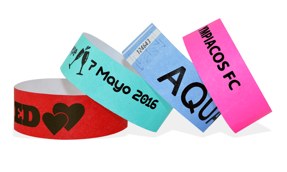 Black Print Tyvek wristbands 25 mm
