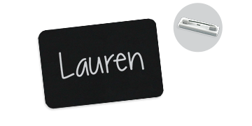 Chalkboard Badge 75mm X 50mm, Blank, Standard Pin Fastener