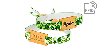 Recycled Satin RFID Wristbands with wooden slider and bamboo sliding closure, Kyoto